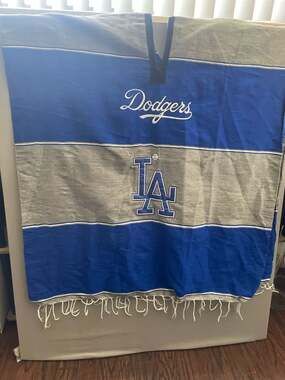 Los Angeles Dodgers Mexican Stitched Serape Poncho Pullover with Fringe